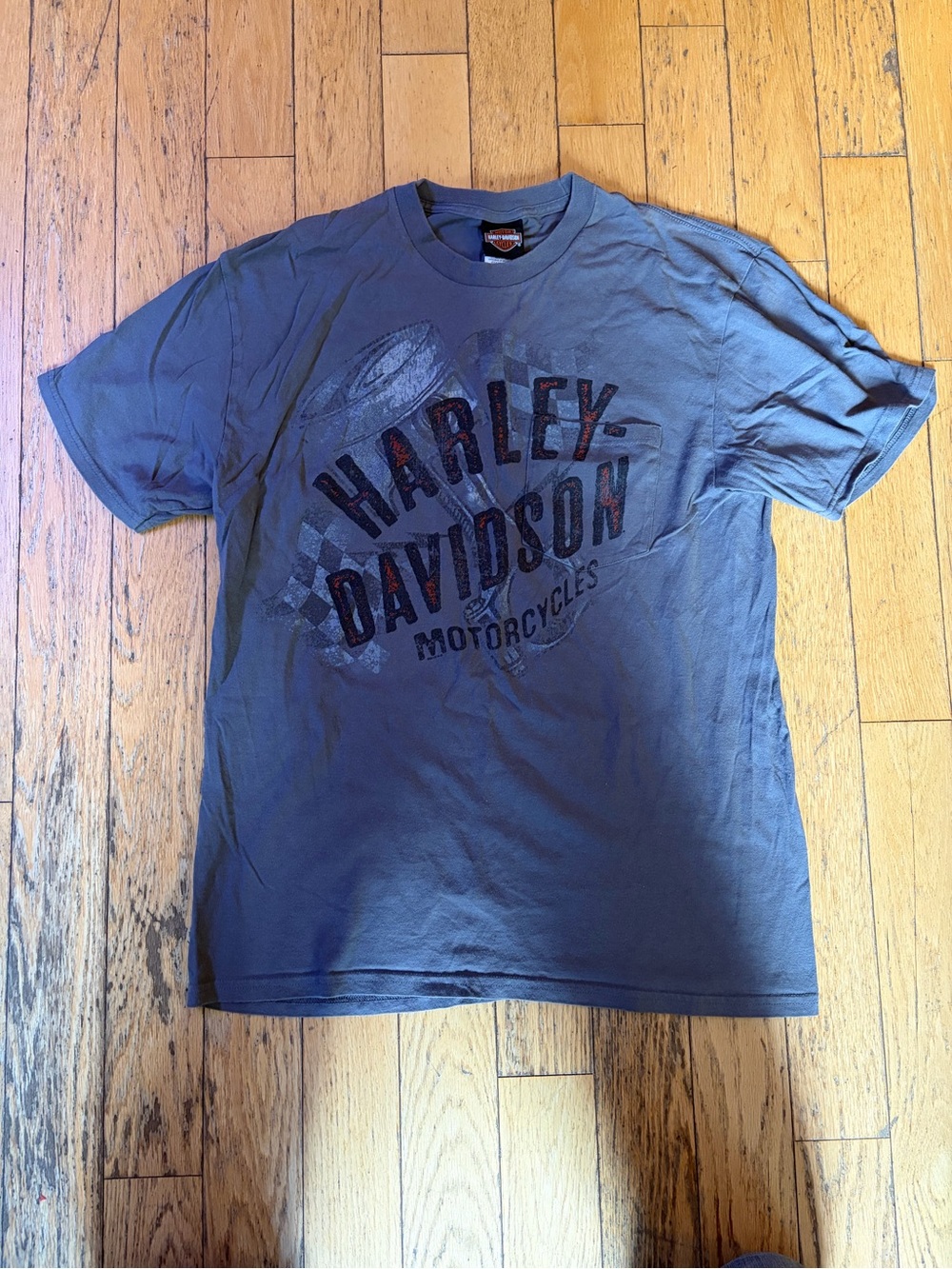 Harley-Davidson Men's Slate Gray Graphic Tee with Black and Red Logo